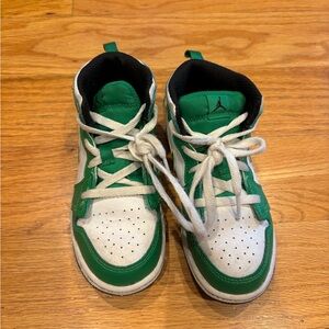 Kids Green and White Jordan Shoes